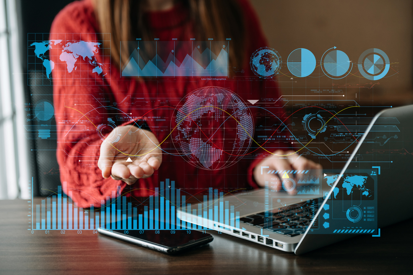 Intelligence and Business Analytics with Dashboard Concept.Websi